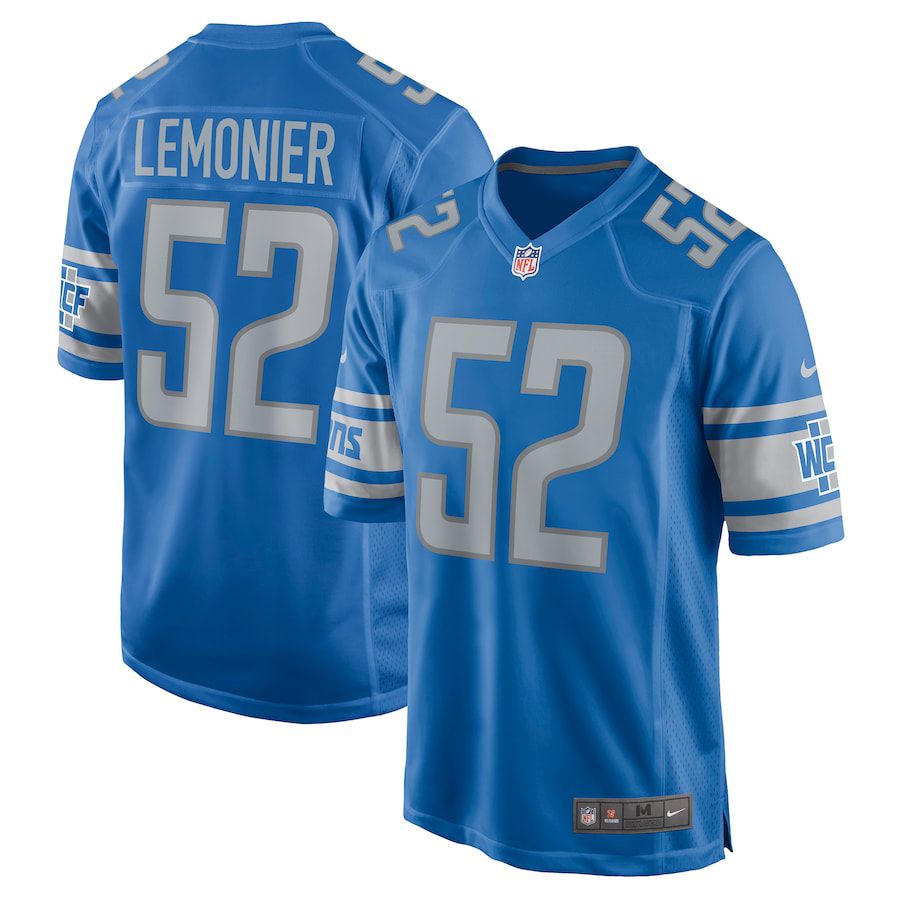 Men Detroit Lions 52 Jessie Lemonier Nike Blue Game Player NFL Jersey